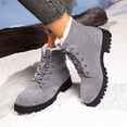 thumbnail image 3 of FRSASU Women's Snow Lace up Ankle Boots Lightweight Platform Warm Fur Winter Walking Shoes Gray, 3 of 8