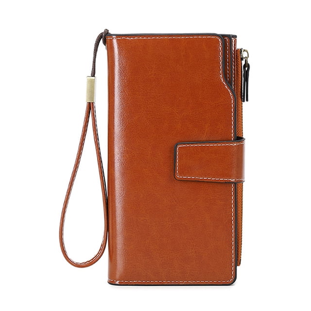 Cartera para mujer de cuero grande bolso de mano titular de la tarjeta de crédito con bolsillo con cremallera, bolsos de moda para mujer