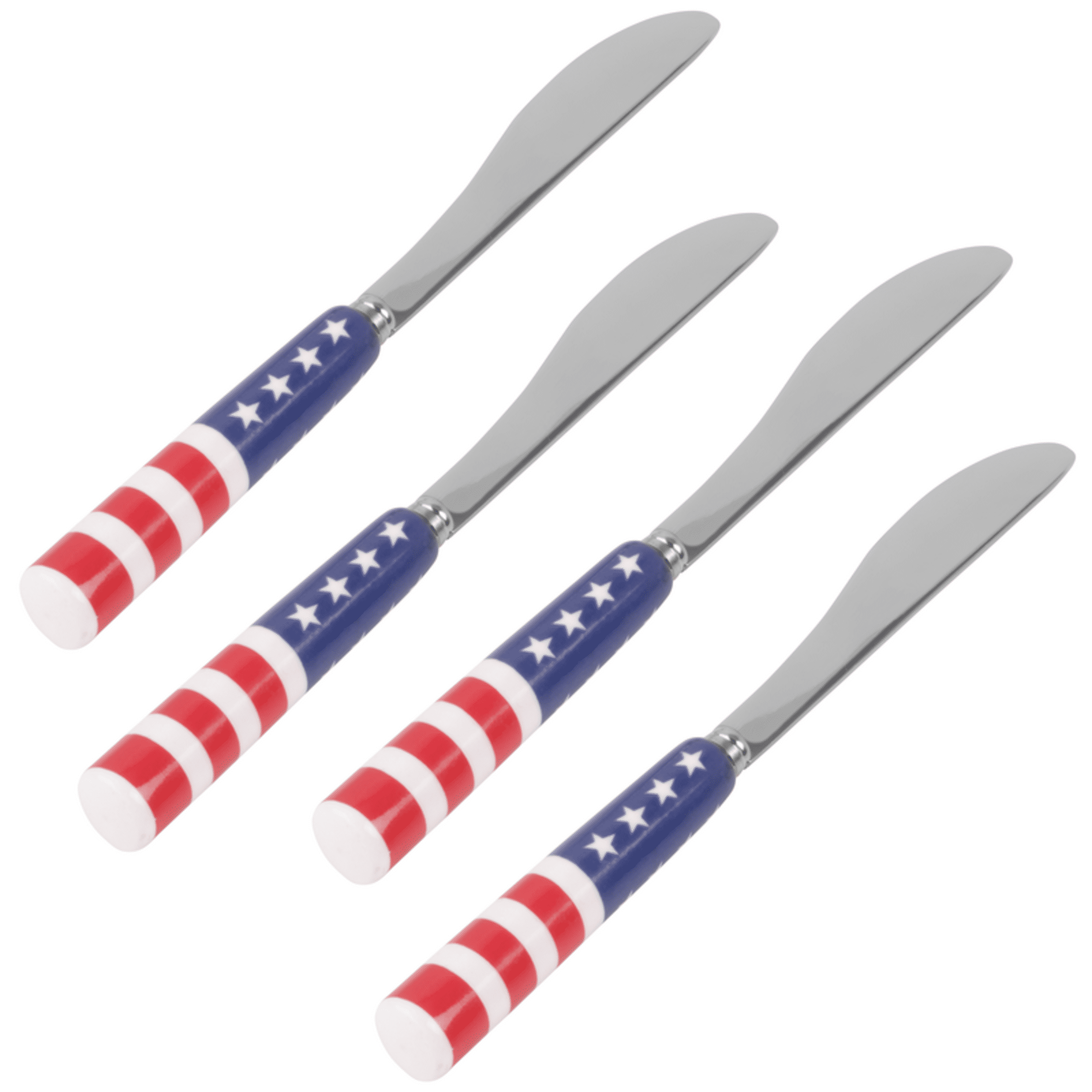 International Silver Stars and Stripes Ceramic Handle Spreader Set of 4