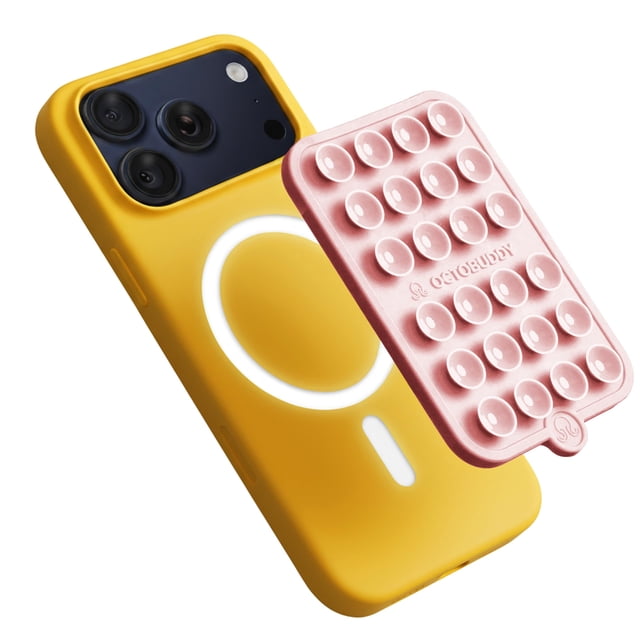 OCTOBUDDY Magnet Soporte para teléfono con doble sujeción magnética y de ventosa rosa