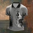 thumbnail image 2 of Bibifish Mens Polo Shirts Short Sleeve Forest Wolf Graphic Print Casual Shirts Classic Fit Outdoor Daily Tops, 2 of 3