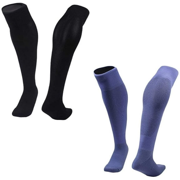 Lian LifeStyle 2 Pairs Exceptional Knee High Sports Socks for Soccer, Softball, Baseball and many other Sports XL0005 Size M Black,LightBlue