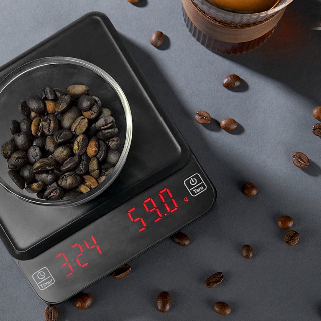 Báscula de café de 3 kg/0,1 g con temporizador Báscula de cocina digital HD electrónica (A)