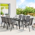 thumbnail image 2 of Outsunny 9PCS Patio Dining Set Patio Table and Stackable Chairs, Dark Grey, 2 of 10