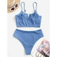thumbnail image 3 of ZAFUL for Women Swimsuit or Bikini Set Ribbed V-wired Tankini Swimwear Cornflower Blue M, 3 of 6
