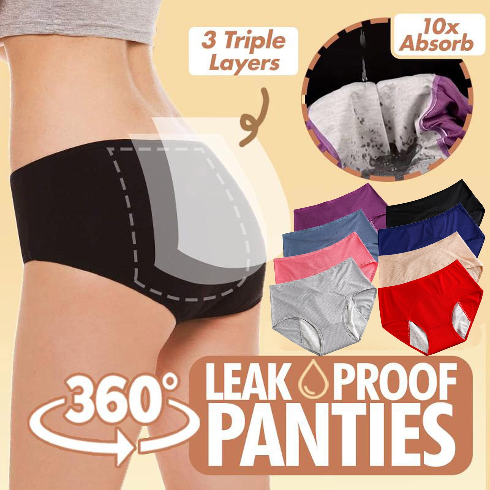 Foraging dimple Full Coverage Leak Proof Panties Womens Comfortable  Breathable Underwear Briefs Navy
