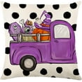 thumbnail image 3 of Purple Halloween Linen Pillow Covers Pumpkin Bat Spider Decorative Throw Pillow Cover Holiday Cushion Case for Sofa Couch, Set of 4, 18x18 inch, 3 of 5