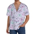 thumbnail image 3 of Gaeub Purple Butterfly Men's Lapel Short Sleeve Shirt, Relaxed Fit Shirt, Soft and Breathable for Outdoors Party Travel - XX-Large, 3 of 7