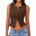 thumbnail image 2 of Lumtrix Womens Button Down Tank Top Going Out Ribbed Sleeveless Shirt Cropped Fitted Vest Y2k Fashion Trendy Summer Clothes Coffee S, 2 of 5