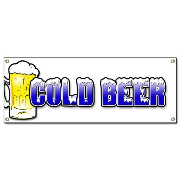 COLD BEER BANNER SIGN ice drink cart stand sign signs