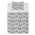 thumbnail image 1 of Geometric Microfiber Bedspread Set, Apartment Building Urban Architecture European Windows City Town Illustration, Soft Bedding Set with Pillow Shams & Comforter, 3 Sizes, Grey White, by Ambesonne, 1 of 1