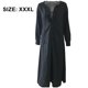 thumbnail image 2 of Vestidos casuales de mujer Vestido de manga larga con cuello en V Vestidos casuales sueltos (negro), 2 of 6