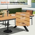 thumbnail image 3 of Pellebant 118" Outdoor Dining Table for 8-12, Aluminum Sturdy Frame with Umbrella Hole, Teak Wood-Grain Top, 3 of 7
