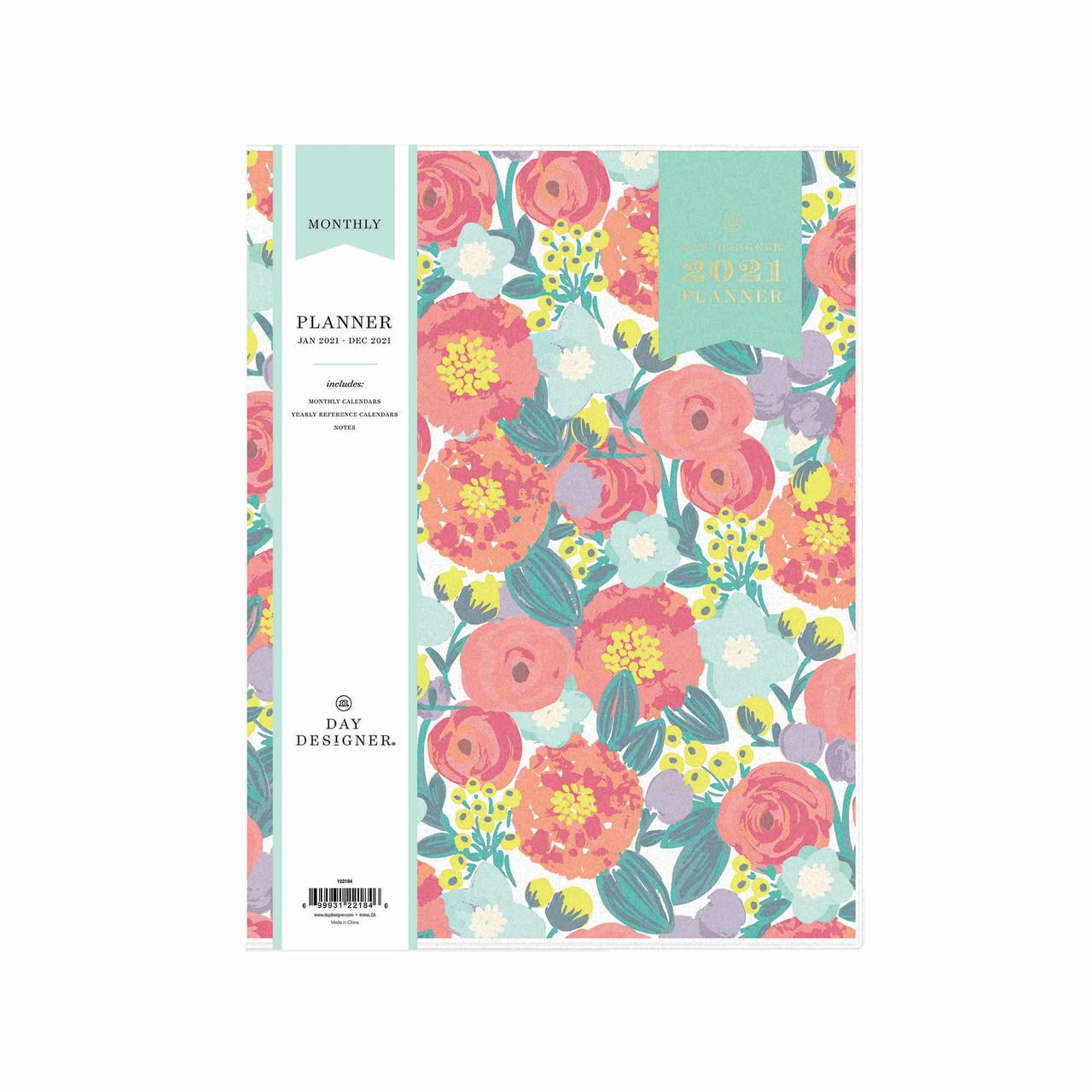 Day Designer 2021 Monthly Planner, 8.5' x 11', Floral Stretch