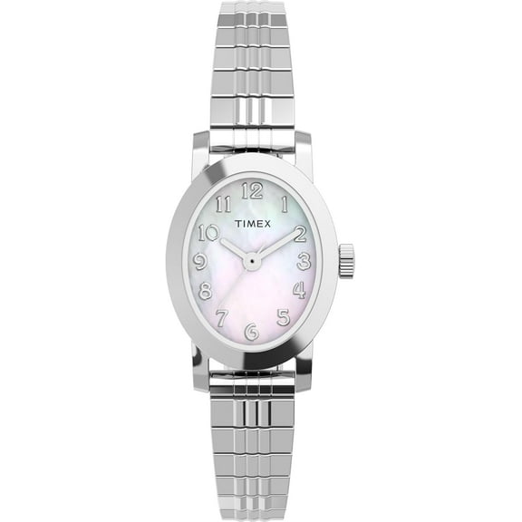 Timex Women's Cavatina 18mm Watch - Silver-Tone Expansion Band Mother of Pearl Dial Silver-Tone Case