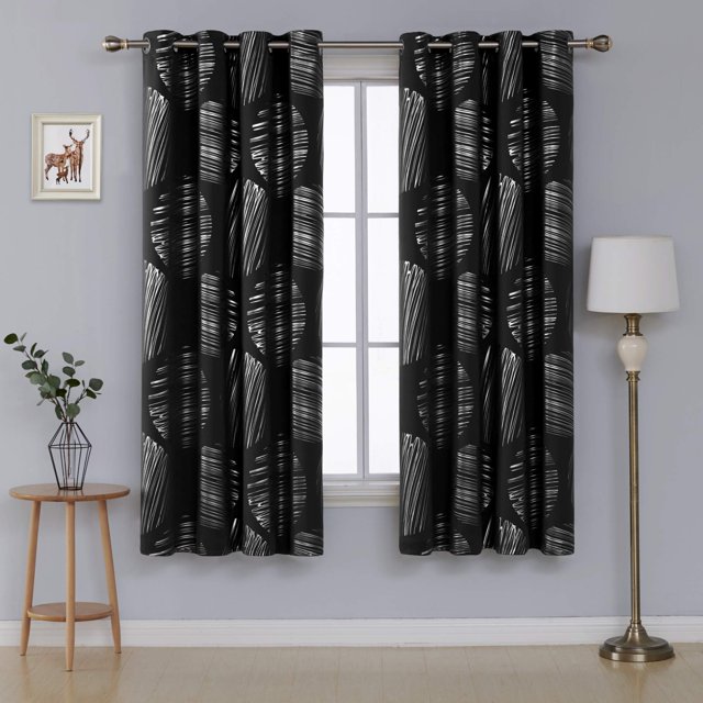 Cortinas opacas Deconovo con aislamiento térmico, estampado metalizado, con ojales, paneles opacos para sala de estar, color blanco, 42 x 84 pulgadas