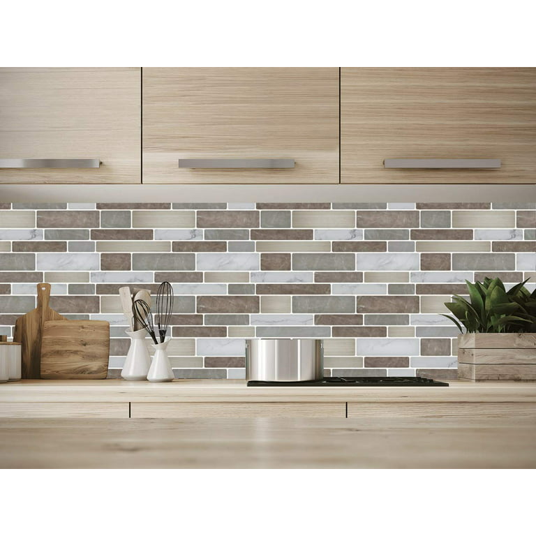 Art3d Peel and Stick Backsplash Tiles for Kitchen in Grey Marble 12 in. x  12in. (10-Pack) 