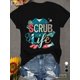 thumbnail image 1 of Women's Scrub Life Graphic T-Shirt - Soft Short Sleeve, Casual Medical Design with Stethoscope & Nurse Cap Print, Black Comfort Fit for Healthcare Professionals, Scrub Tops for Nurses, 1 of 6