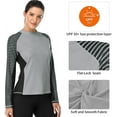 thumbnail image 2 of Women's Striped Rash Guard Long Sleeve Swim Shirt UPF 50+ Swimsuit Tops, 2 of 3