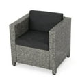 thumbnail image 6 of Christopher Knight Home Puerta Outdoor Wicker Club Chair with Water Resistant Cushions, Mixed Black / Dark Grey, 6 of 9