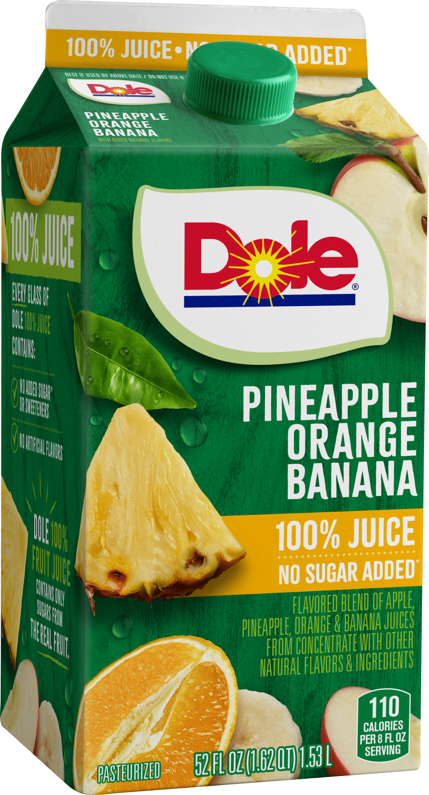 Dole 100% Juice, Chilled Pineapple Orange Banana, 52 Fl Oz