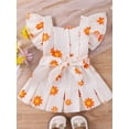 thumbnail image 3 of Suealasg 2Pcs Baby Girl Clothes 3 6 9 12 18 24 Months Infant Floral Ruffle Front Button Tops and Pleated Skirt with Belt Set Newborn Girl Summer Casual Outfits, 3 of 7