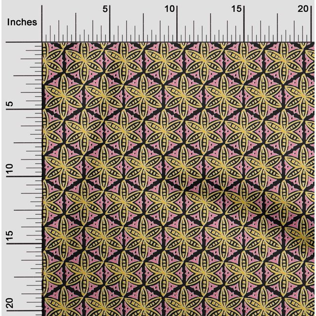 oneOone Cotton Flex Fabric Floral Block Printed Fabric 1 Yard 40 Inch Wide