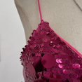 thumbnail image 3 of Yvsxxv Rose Red Fish Scale Sequin Tank Top V Neck Cami Vest 1Pc, 3 of 7