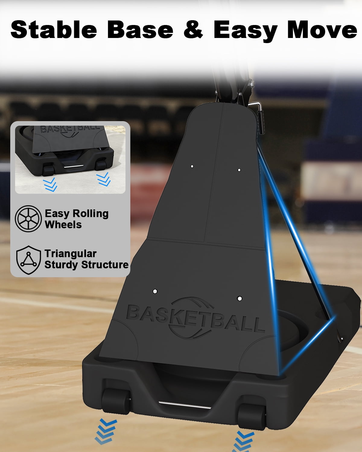 Cofiyard Basketball Hoop with 44” Shatterproof Backboard, 5.25-10FT Height Portable Basketball Hoop with Sandbag, Adjustable Basketball Goal System Outdoor