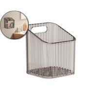 VQPeo Storage Organizer Bins Wall Mounted Shower Caddy, Bathroom Shelves Clear Plastic Toothbrush Holder Hanging Bin for Bathroom, Kitchen, Cabinet, Shower