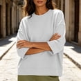 thumbnail image 4 of cocolona 3/4 Sleeve Sweatshirts for Women Loose Fit Crew Neck Casual Solid Color Fall Pullover Tops, 4 of 7