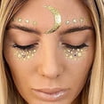 thumbnail image 1 of 3 hojas de tatuaje de cara metálico brillante, tatuaje temporal de transferencia de agua para disfraces de bailarina de maquillaje profesional, muestra brillo dorado JAMW Sencillez, 1 of 5