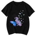 thumbnail image 4 of MIXUE Toddler Girls Tops & T-Shirts Summer Cute Butterfly Print Round Neck Short Sleeve Fashion Casual Tshirts Outwear,Black,3-4 Years, 4 of 4