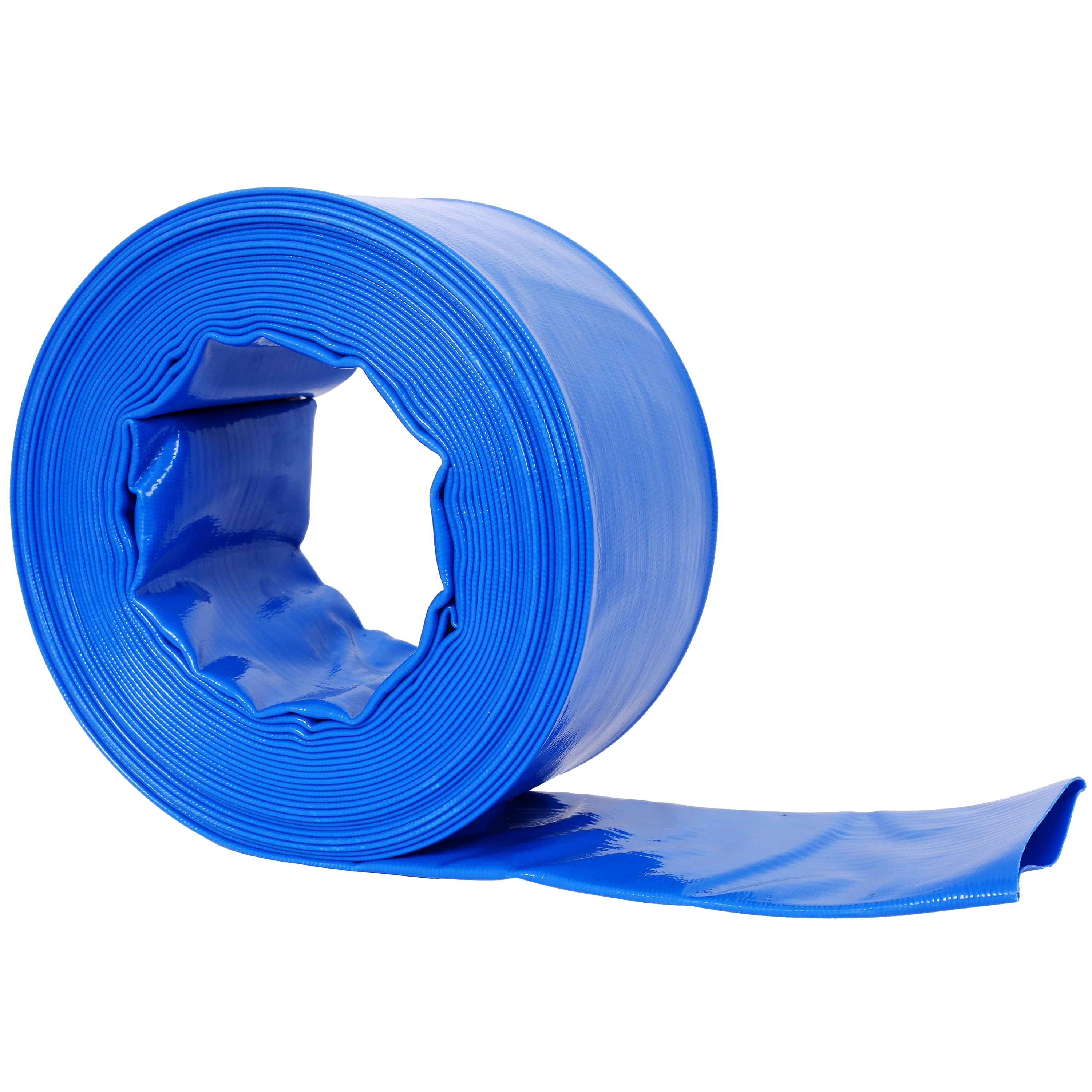 3"x50Ft Filter Backwash Hose, Blue Heavy Duty Reinforced PVC Lay Flat Water Discharge Pump Hoses for Swimming Pool Filter Pump,with 2 Clamp