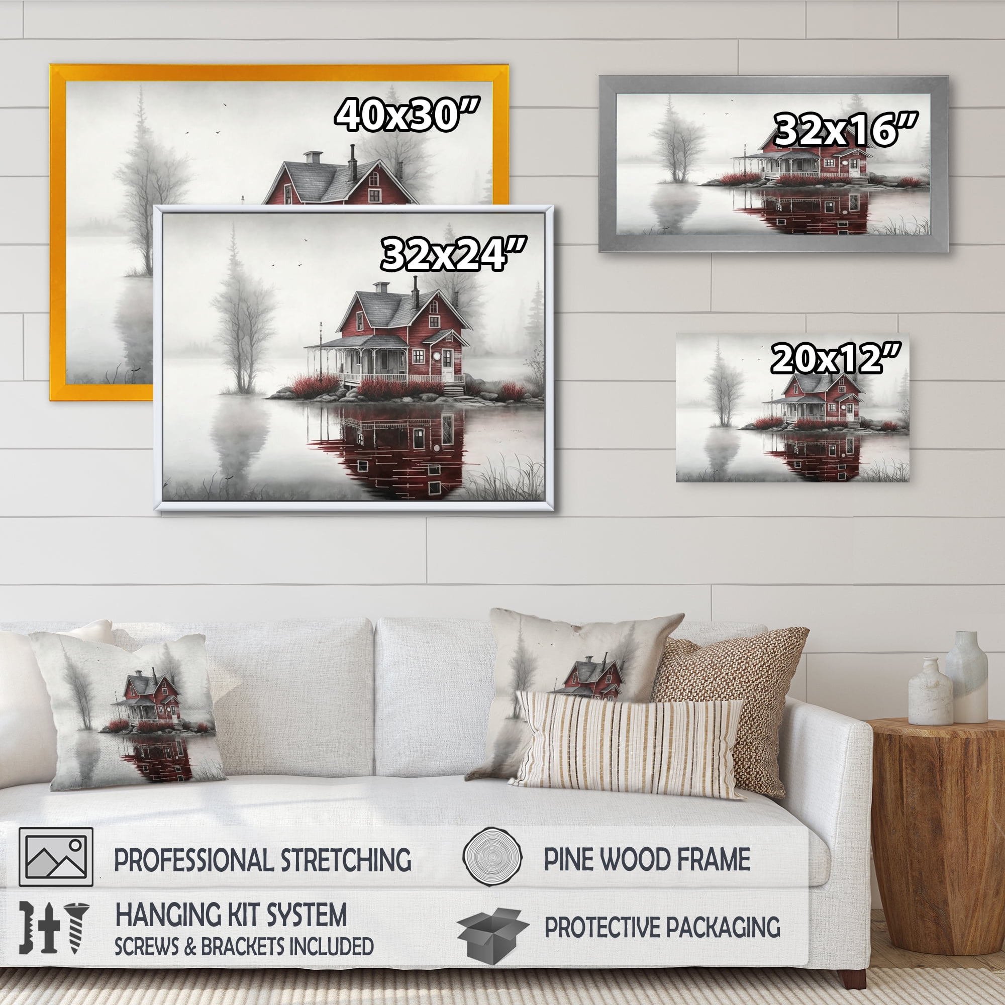 Designart Cottage On The Lake II Canvas Wall Art