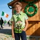 thumbnail image 5 of Blusa y camisa de manga corta con cuello vuelto, moderna e informal, con estampado del Día de San Patricio, con bolsillo, para uniforme escolar, para niños y niñas de 2 a 15 años., 5 of 7