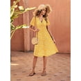 thumbnail image 2 of Womens Sundress 2025 New Summer Floral Short Sleeve Wrap V Neck A-Line Midi Dress, 2 of 9