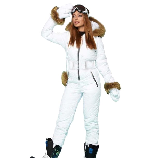 AWZXDE Women's Winter Ski Jumpsuit Outdoor Sports Snowsuit Wool