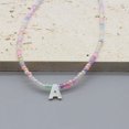 thumbnail image 1 of Gargantilla de cuentas de semillas para mujer, Collar con colgante colorido hecho a mano, 26 letras de concha, corazón, joyería Bohemia, regalo, 1 of 4