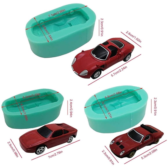 Molde de silicona con forma de coche de carreras, molde para fondant para hacer pasteles, jabones, velas, pudines, pasteles de chocolate