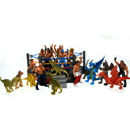 Wrestler and Arena 24+ Piece Dinosaur Dragon Wrestling Set  Action Figure 1.5