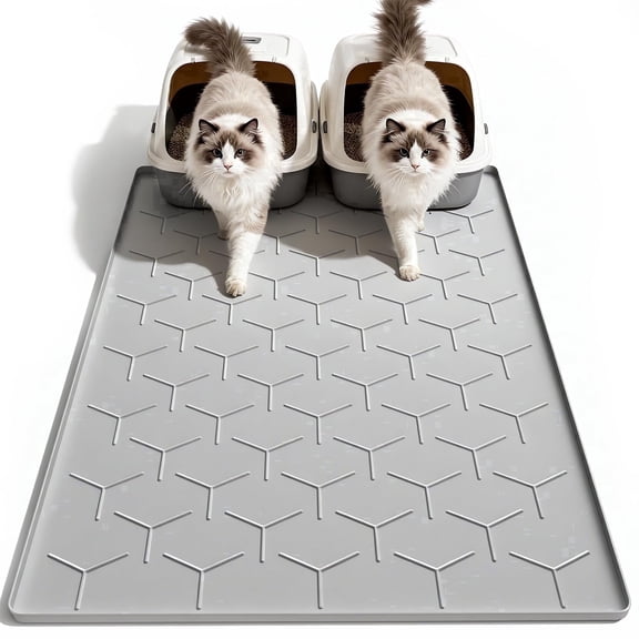 HeariCro Extra Large 38" x 26" Non-Slip Waterproof Cat Litter Mat, Easy Clean Scatter Control