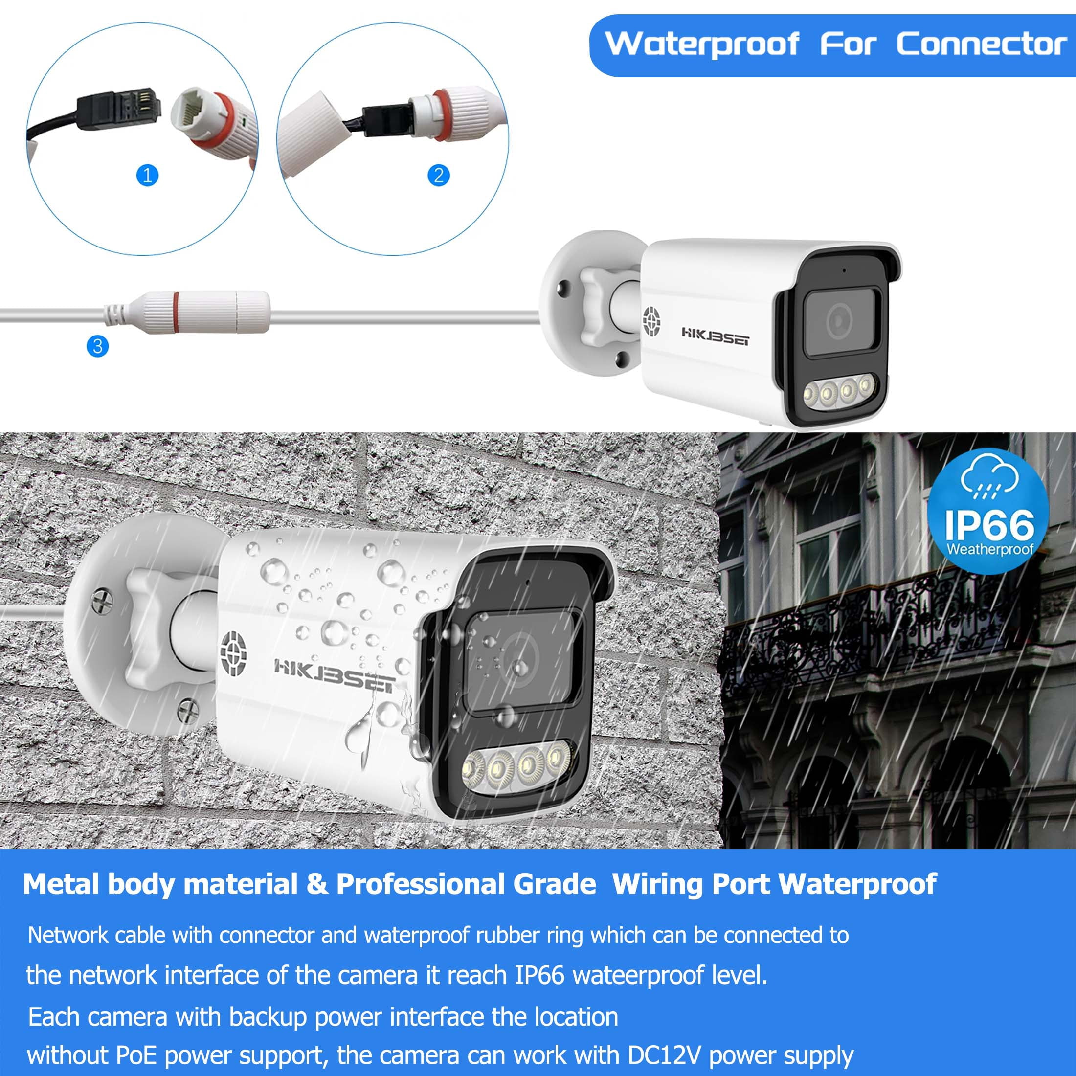 HIKJBSET 8CH 4K PoE Security Camera System, with 4pcs 5MP Wired Outdoor PoE Surveillance Cameras