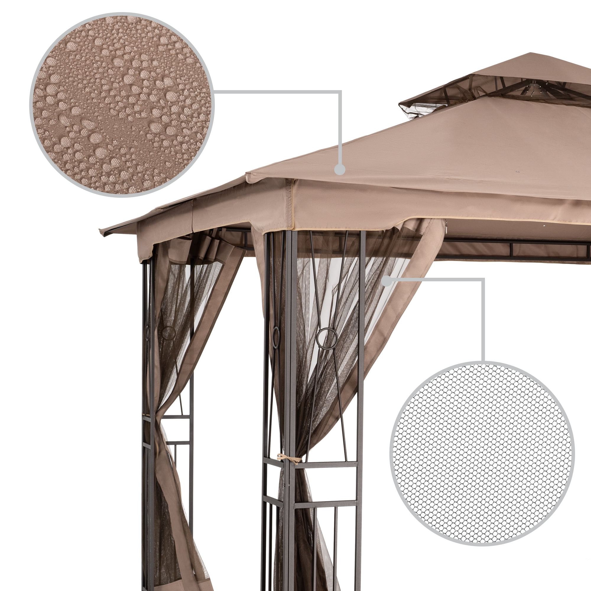 EGEIROS LIFE 12’ x 10’ Double Roof Patio Gazebo, Water- and UV-Resistant