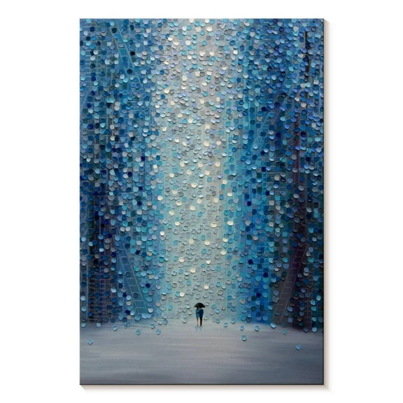 Elephant Stock Under Umbrella With You Wall Art - Vertical Canvas Wall Art - Living Room Wall Decor - Love Canvas - Blue And White Decor By Ekaterina Ermilkina - 8" x 12"