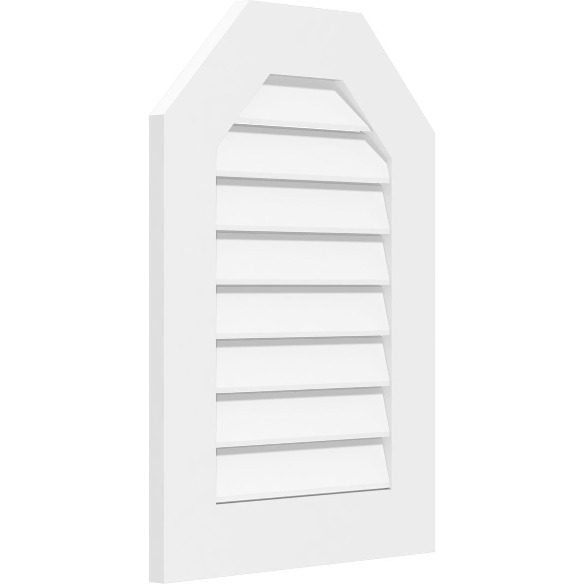 12"W x 18"H Octagonal Top Surface Mount PVC Gable Vent: Functional, w/ 3-1/2"W x 1"P Standard Frame
