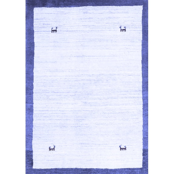 Ahgly Company Machine Washable Indoor Rectangle Solid Blue Modern Area Rugs, 3' x 5'