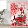 thumbnail image 3 of Shower Curtain Valentine''s Day Love Heart Tree Red Truck and Gnome Pink Polyester Fabric Shower Curtain with Hooks,Waterpoof Shower Curtains for Bathroom Showers and Bathtubs 72x84in, 3 of 4
