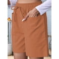 thumbnail image 5 of Omen Casual Shorts Drawstring Comfy Elastic Waist Shorts Summer Pull on Short with Pockets Brown S, 5 of 8