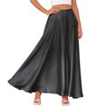 thumbnail image 2 of Tqyyweavej Satin Maxi Skirt for Women High Rise A-Line Solid Color Skirt Flowy Elastic Waist Stylish Skirts with Pockets S-2XL, 2 of 5